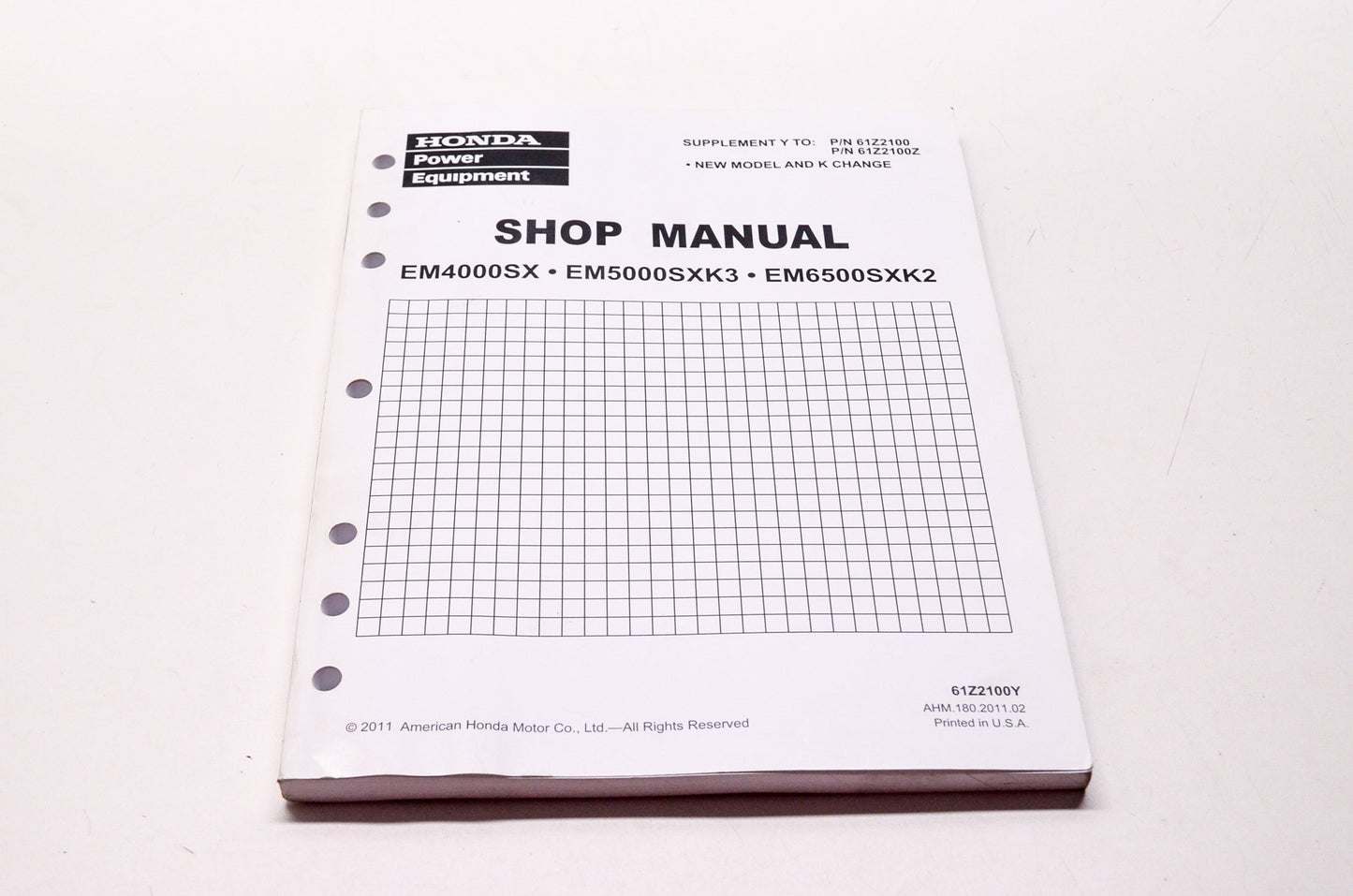Honda Service Shop Manual Supplement EM4000SX EM5000SXK3 EM6500SXK2