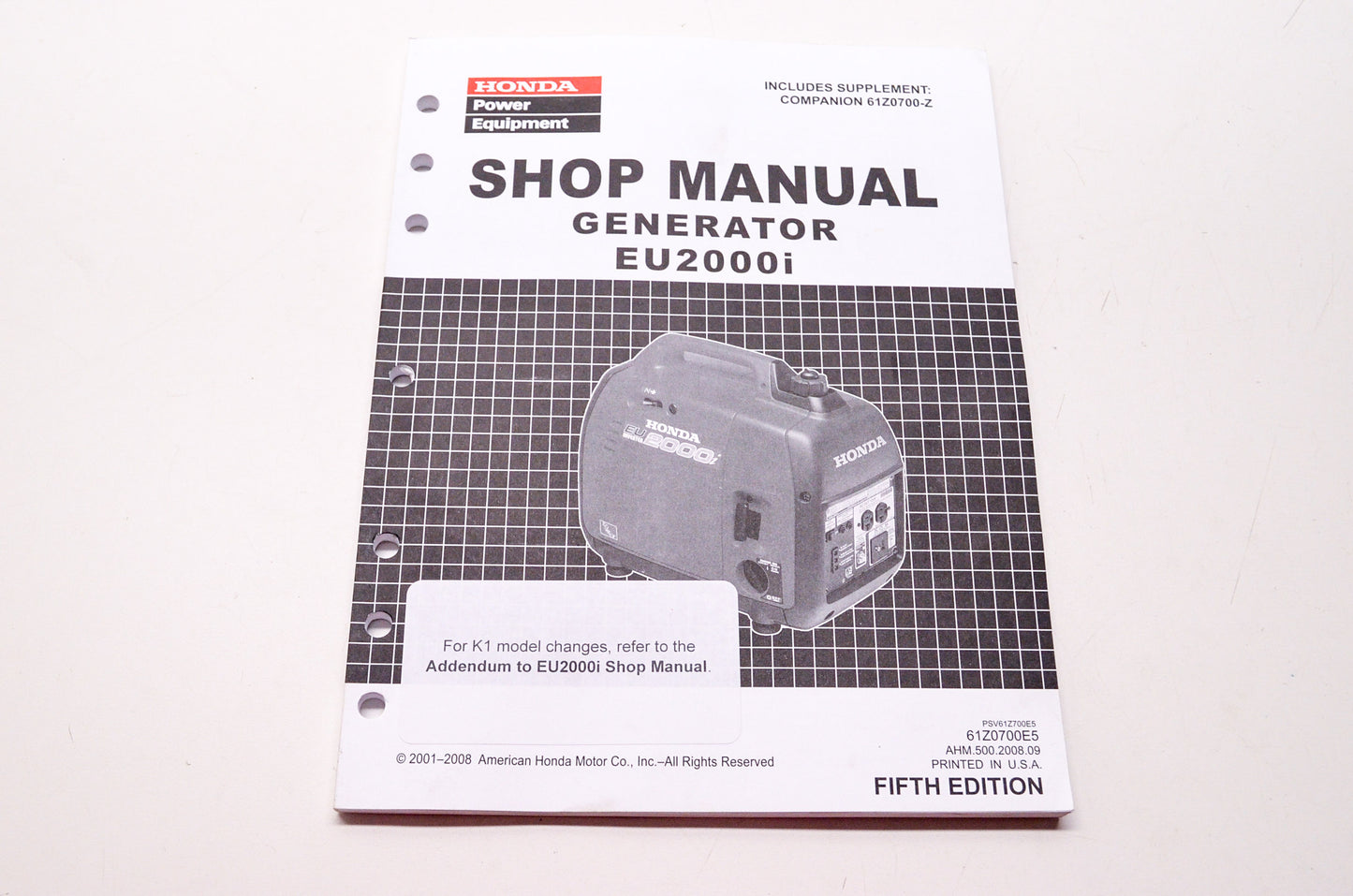 Honda Power Equipment Service Shop Manual Generator EU2000i