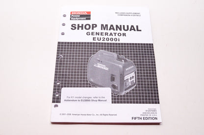 Honda Power Equipment Service Shop Manual Generator EU2000i