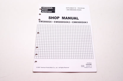 Honda Service Shop Manual Supplement EM3800SX EM5000SXK2 EM6500SXK1