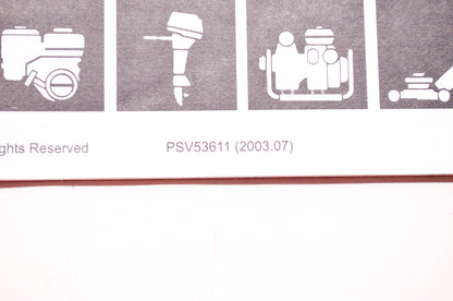OEM Honda PSV53611 (2003.07) Power Equipment Provisional Service Shop Informatio