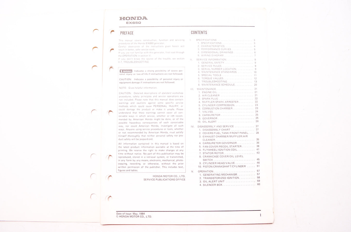 OEM Honda Shop Manual EX650