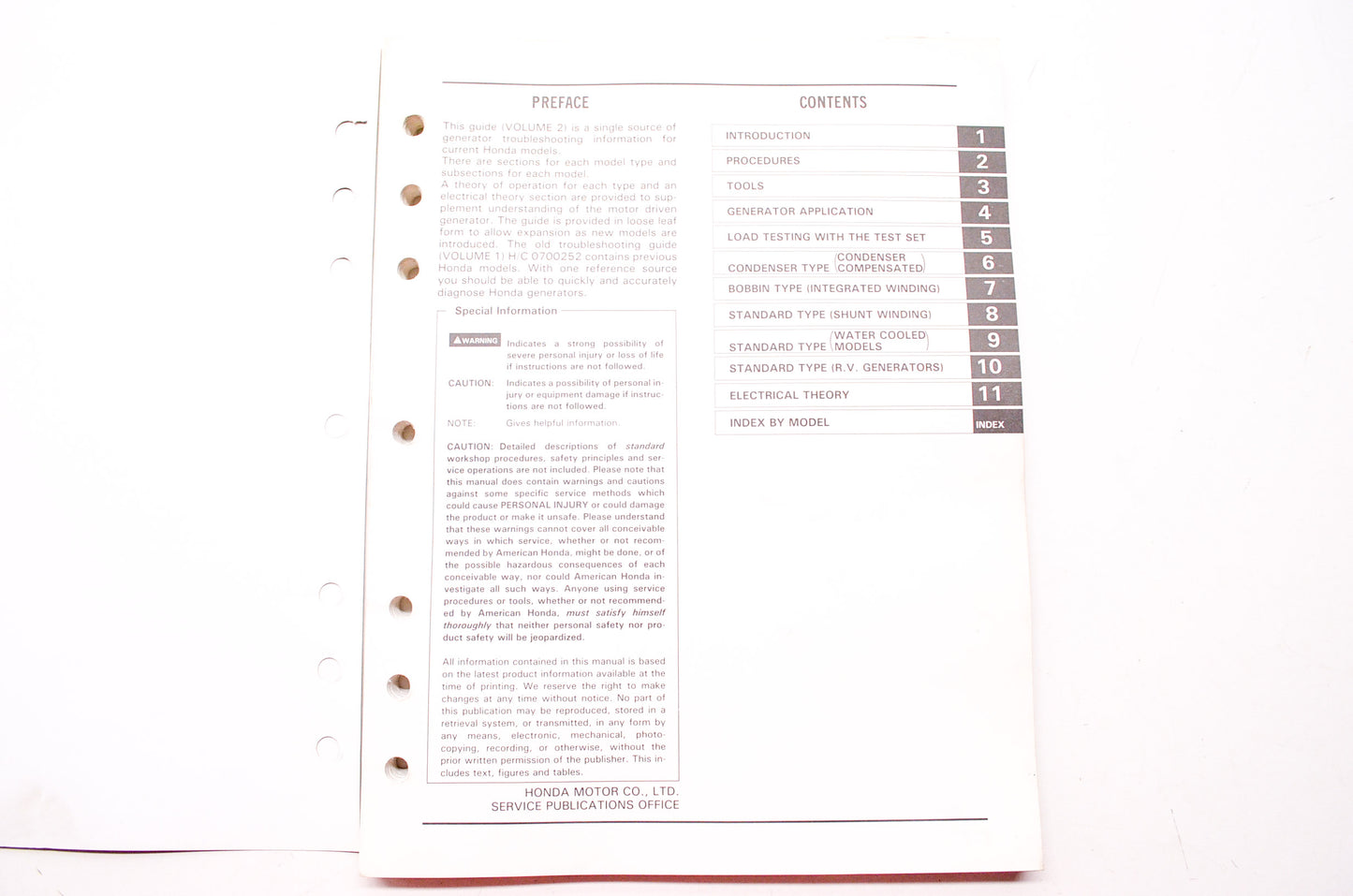 OEM Honda 61ZC290 Power Equipment Troubleshooting Manual Generators