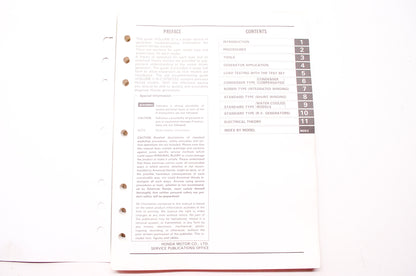 OEM Honda 61ZC290 Power Equipment Troubleshooting Manual Generators