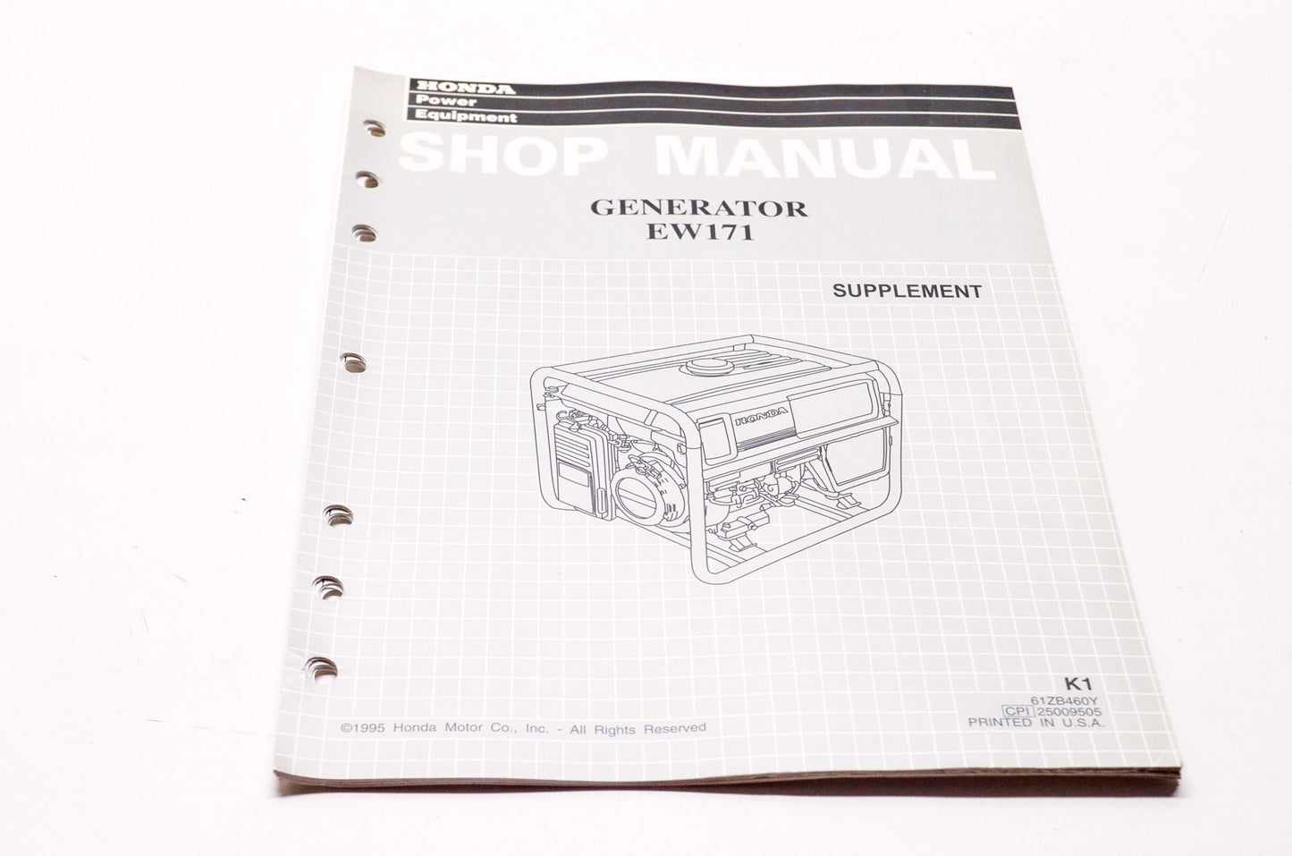 Honda Power Equipment Service Shop Manual Generator EW171 Supplement
