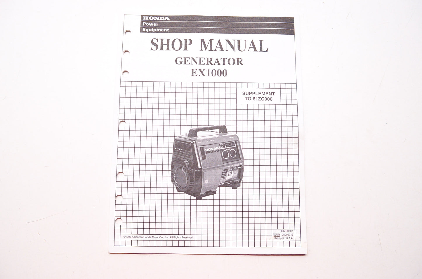 Honda Service Shop Manual Generator EX1000 Supplement