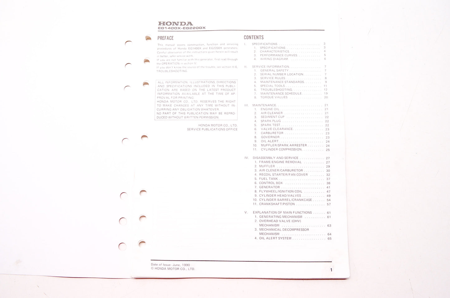 Honda Service Shop Manual EG1400X EG2200X