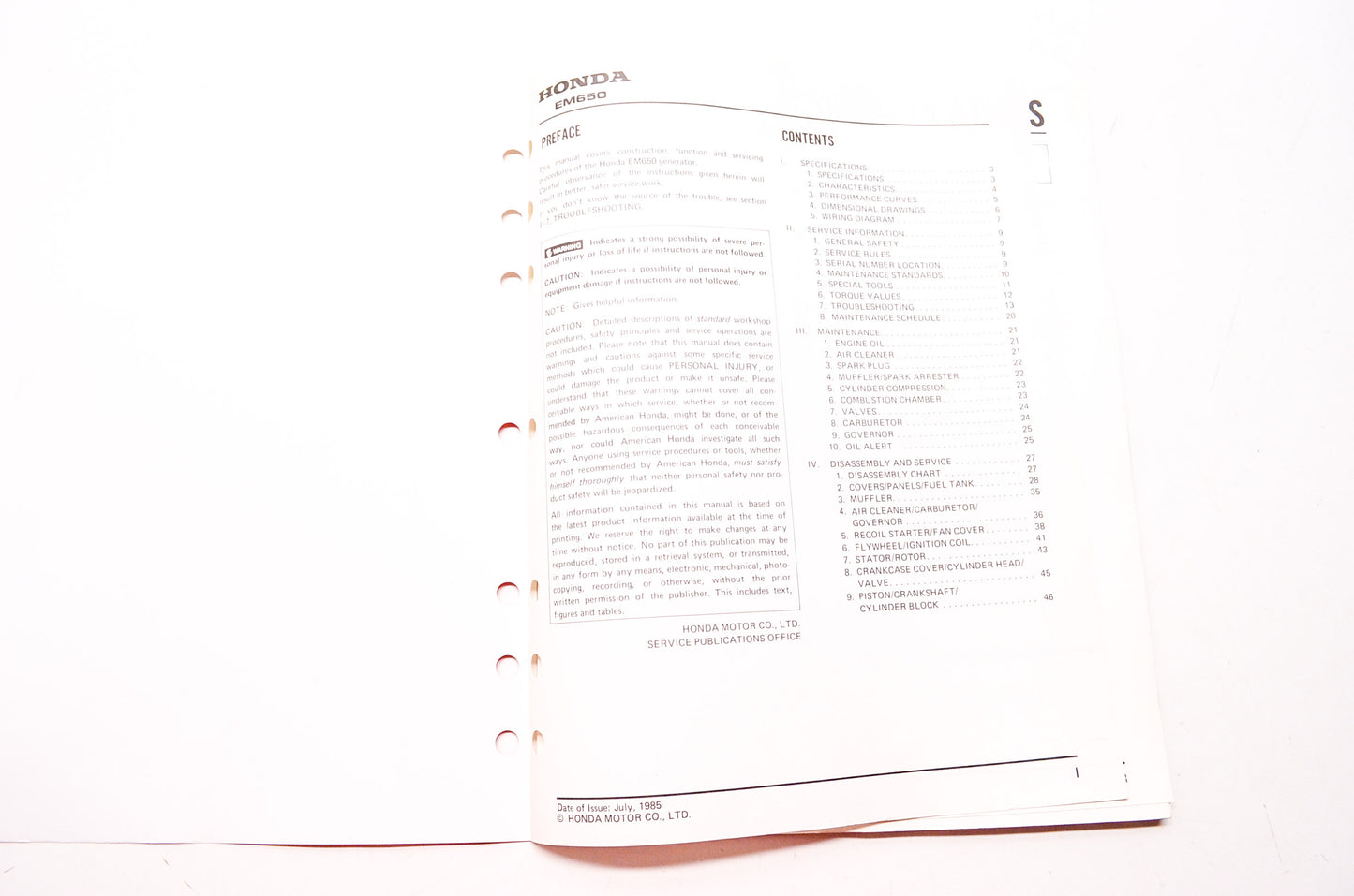 OEM Honda 61ZA870 Service Manual EM650