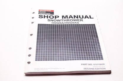 OEM Honda 61V10600 Power Equipment Service Shop Manual Snowthrower HS520A HS520A