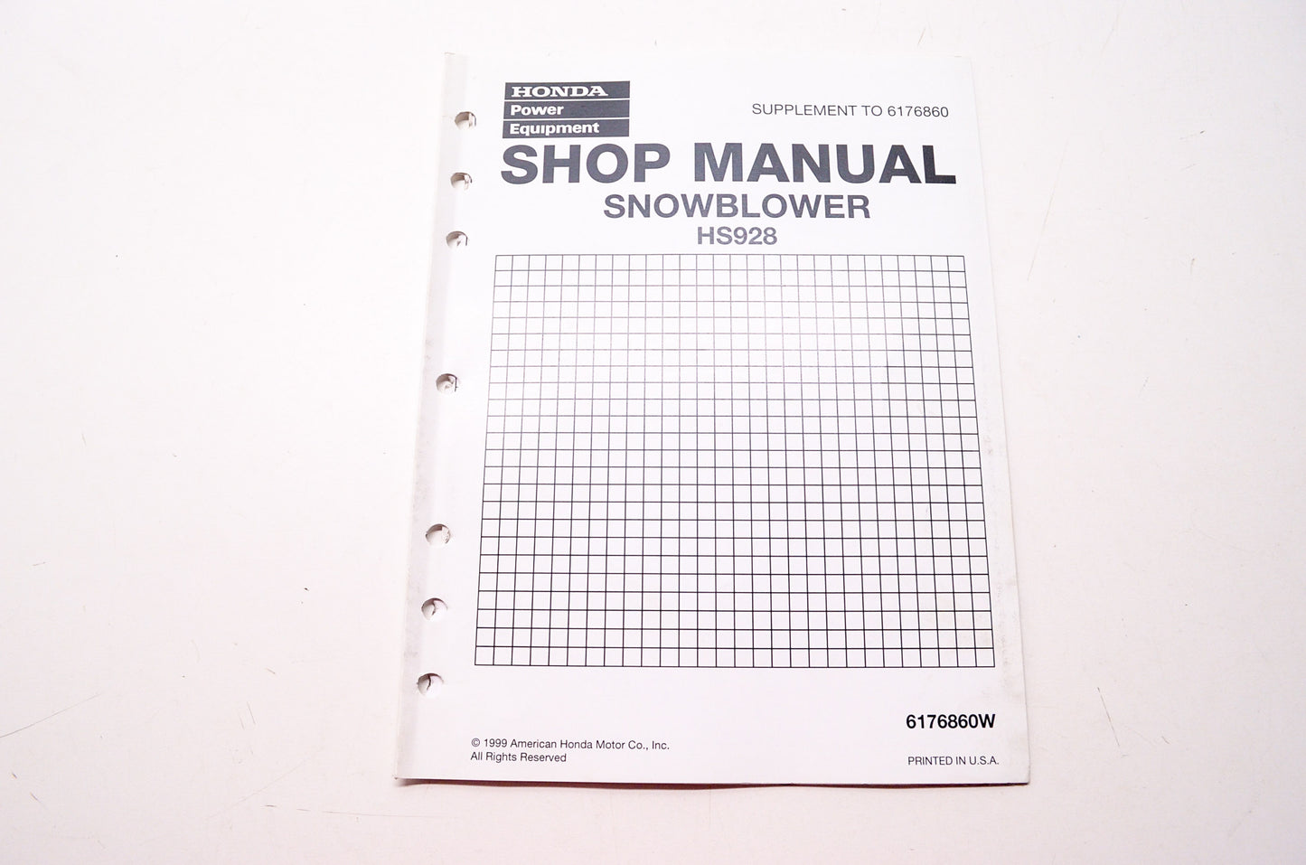 Honda Power Equipment Service Shop Manual Snowblower HS928 Supplement