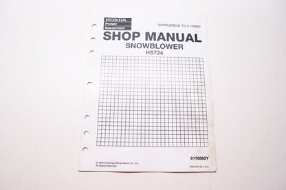 Honda Power Equipment Service Shop Manual Snowblower HS724 Supplement
