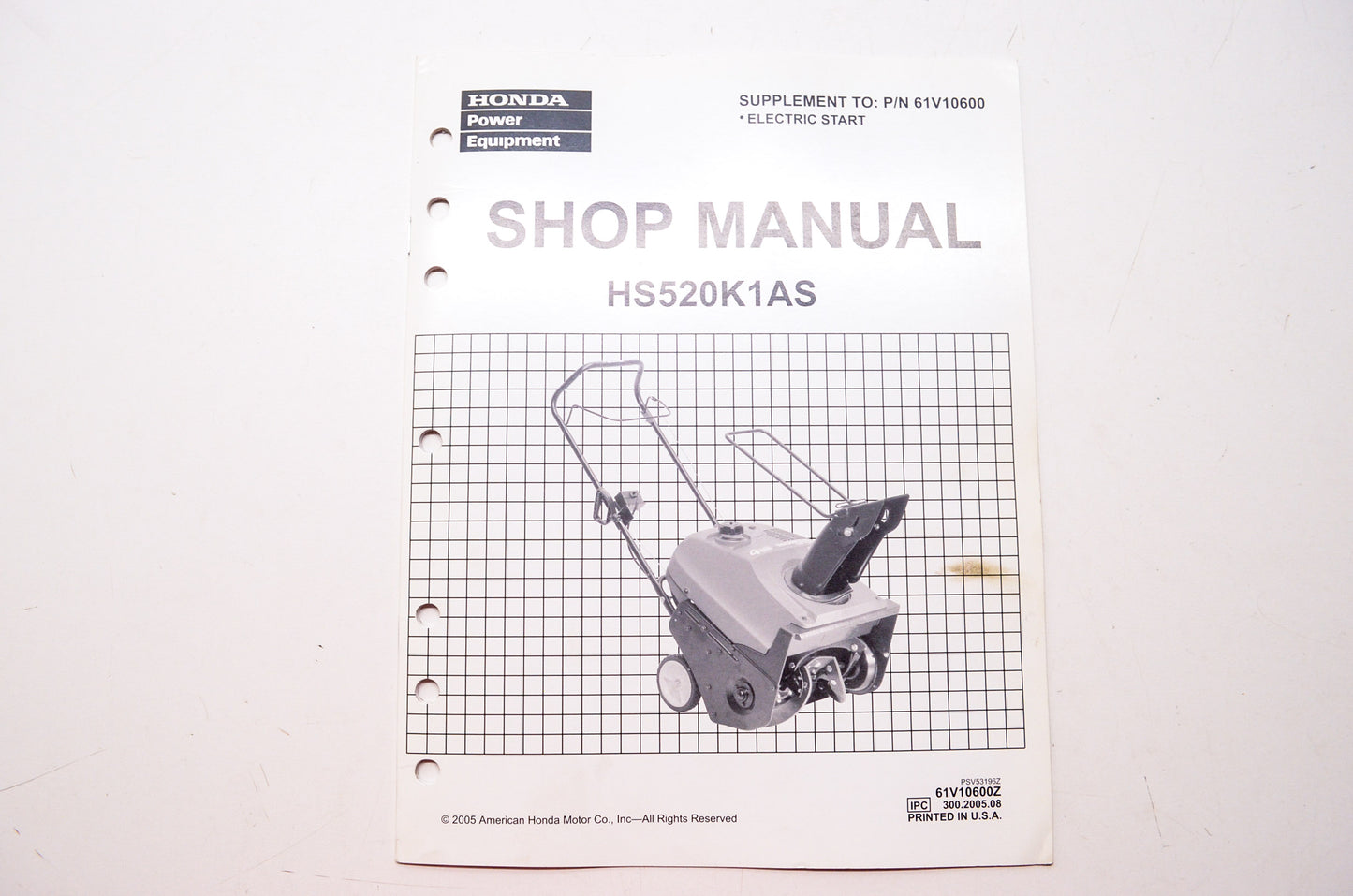Honda Power Equipment Service Shop Manual HS520K1AS Supplement