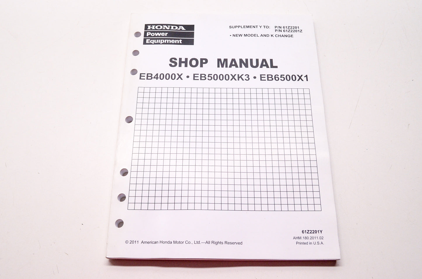 Honda Power Equipment Service Shop Manual EB4000X EB5000XK3 EB6500X1 Supplement