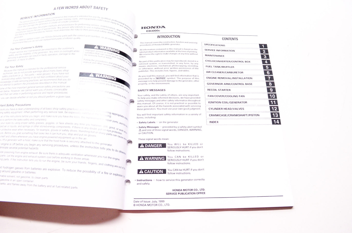Honda Power Equipment Service Shop Manual Generator EB3000c