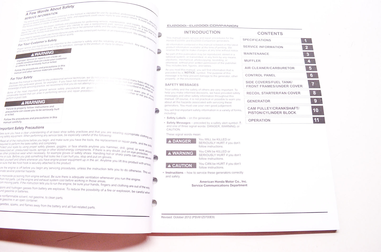 Honda Power Equipment Service Shop Manual EU2000i EU 2000i Companion