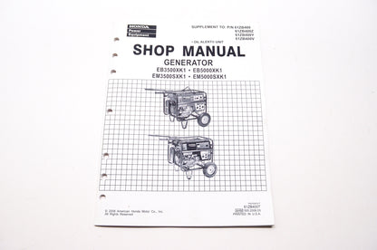 Honda Service Shop Manual Supplement EB3500XK1 EB5000XK1 EM3500SXK1 EM5000SXK1