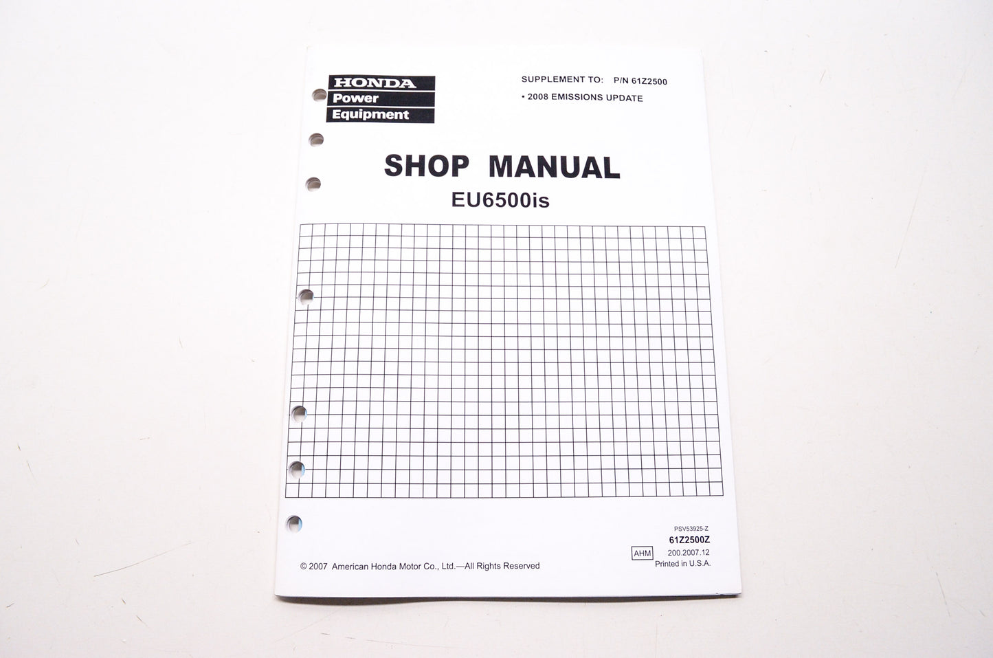 Honda Power Equipment Service Shop Manual EU6500is Supplement