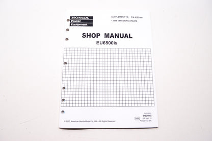 Honda Power Equipment Service Shop Manual EU6500is Supplement