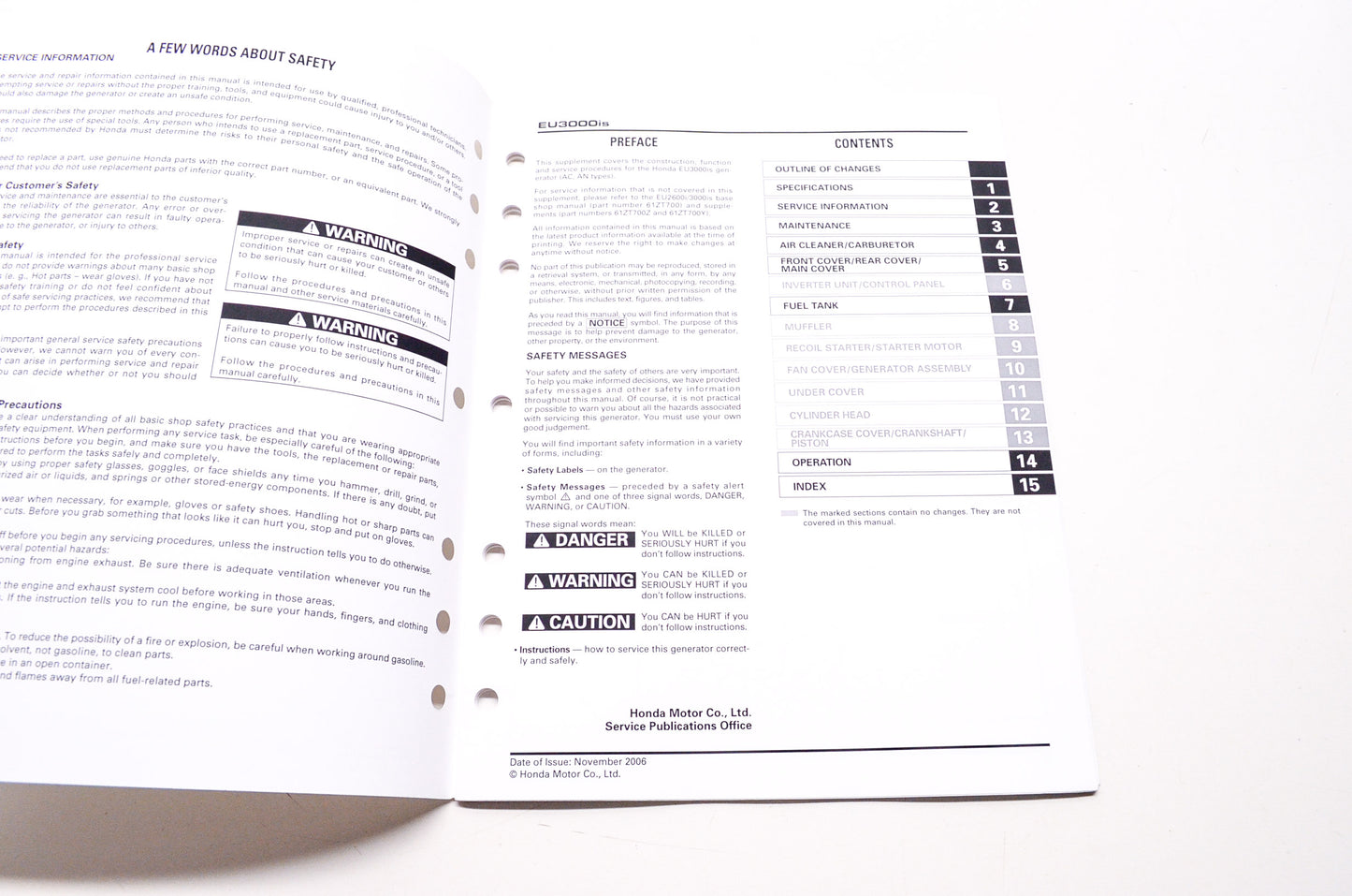 Honda Power Equipment Service Shop Manual Generator EU3000is Supplement