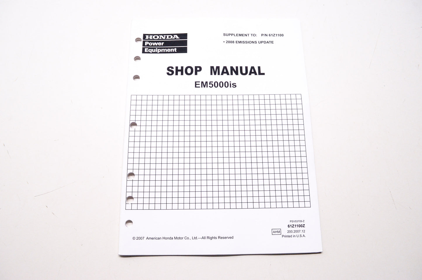 Honda Power Equipment Service Shop Manual Generator EM5000is Supplement