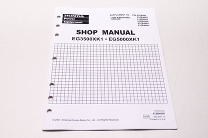 OEM Honda 61ZB400S Power Equipment Service Shop Manual EG3500XK1 EG5000XK1 Suppl