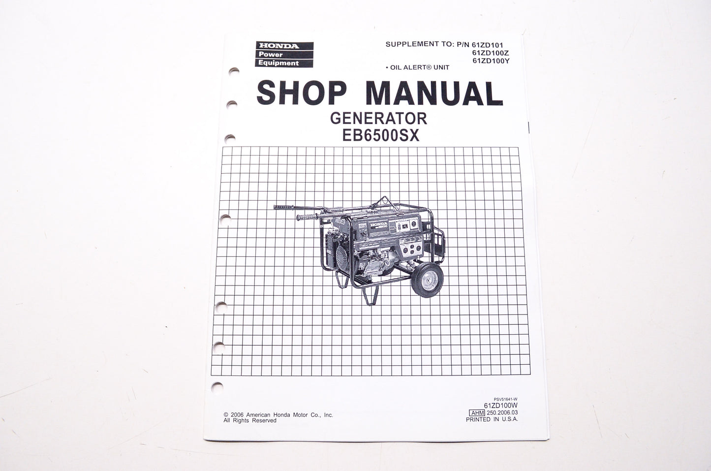 Honda Power Equipment Service Shop Manual Generator EB6500SX Supplement