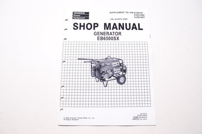 Honda Power Equipment Service Shop Manual Generator EB6500SX Supplement
