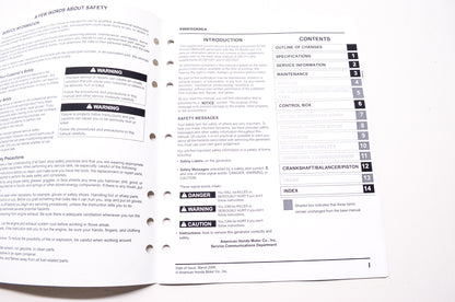 Honda Power Equipment Service Shop Manual Generator EB6500SX Supplement