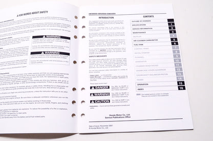 Honda Power Equipment Service Shop Manual EB3800X EB5000XK2 EB6500X Supplement
