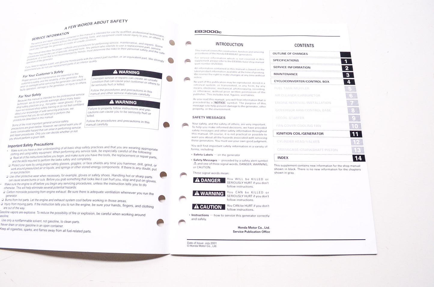 OEM Honda 61Z0300X EB3000C (K1) Service Manual