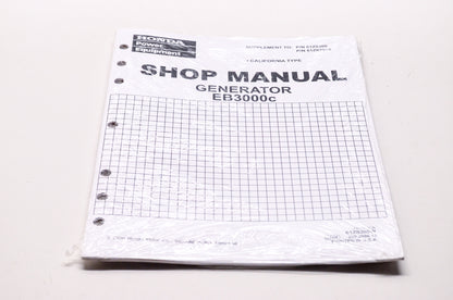 New Honda Power Equipment Service Shop Manual Generator EB3000c Supplement