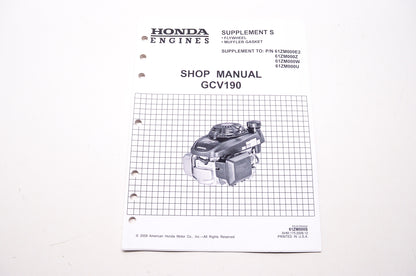 OEM Honda 61ZM000S Engines Service Shop Manual GCV190 Supplement