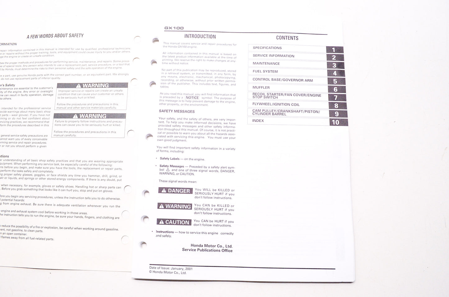 Honda Engines Service Shop Manual GX100