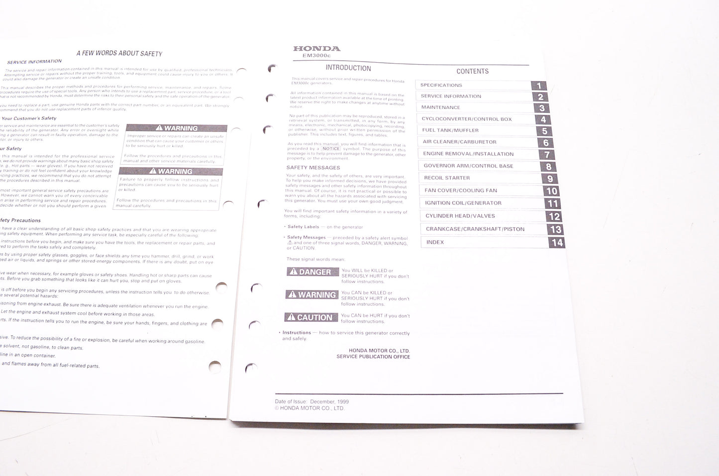 OEM Honda 61Z0300Y Power Equipment Service Shop Manual Generator EM3000C