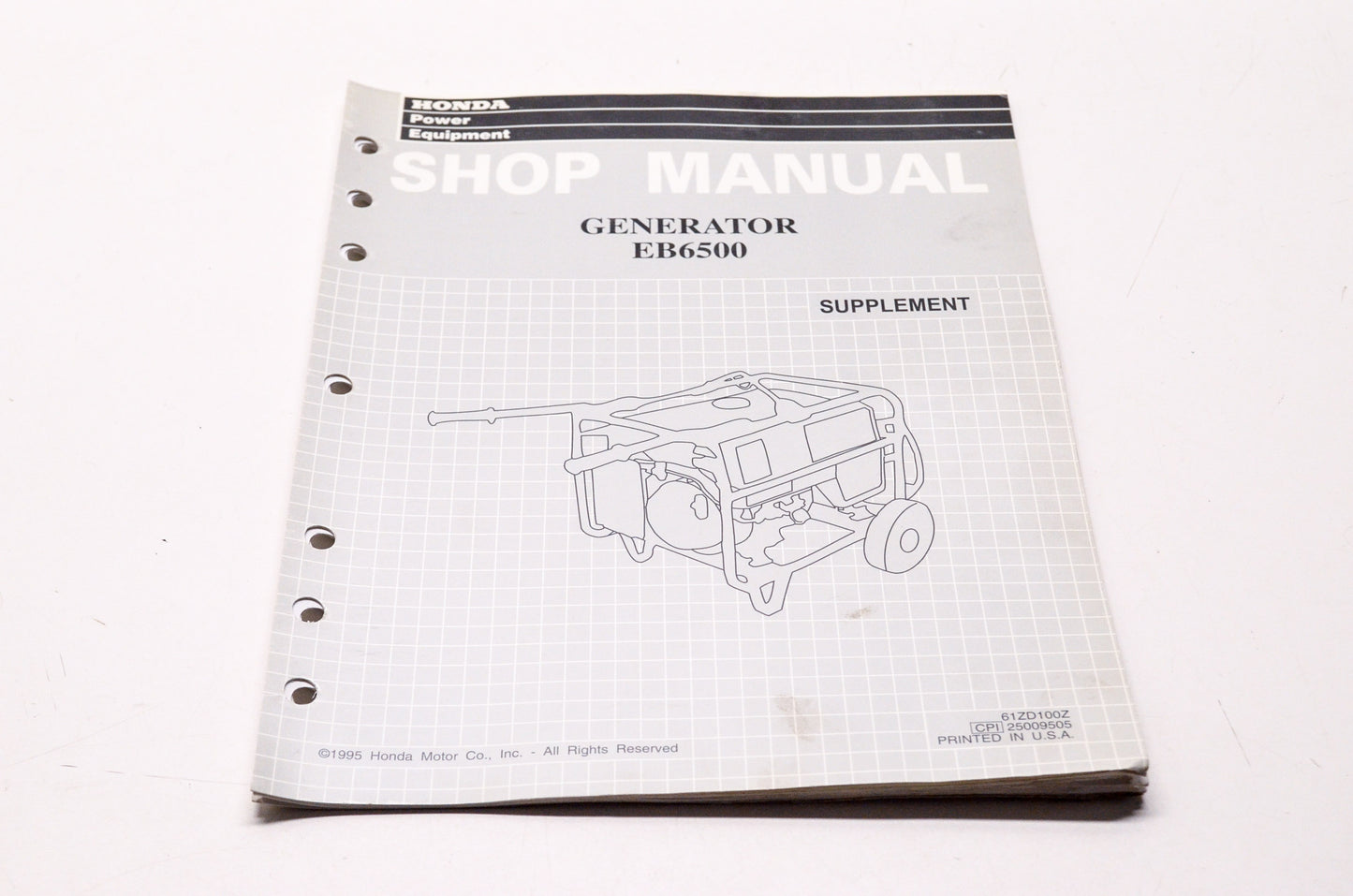 OEM Honda 61ZD100Z Power Equipment Service Shop Manual Generator EB6500 Suppleme