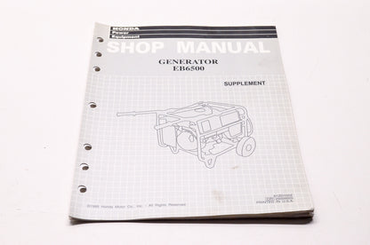 OEM Honda 61ZD100Z Power Equipment Service Shop Manual Generator EB6500 Suppleme