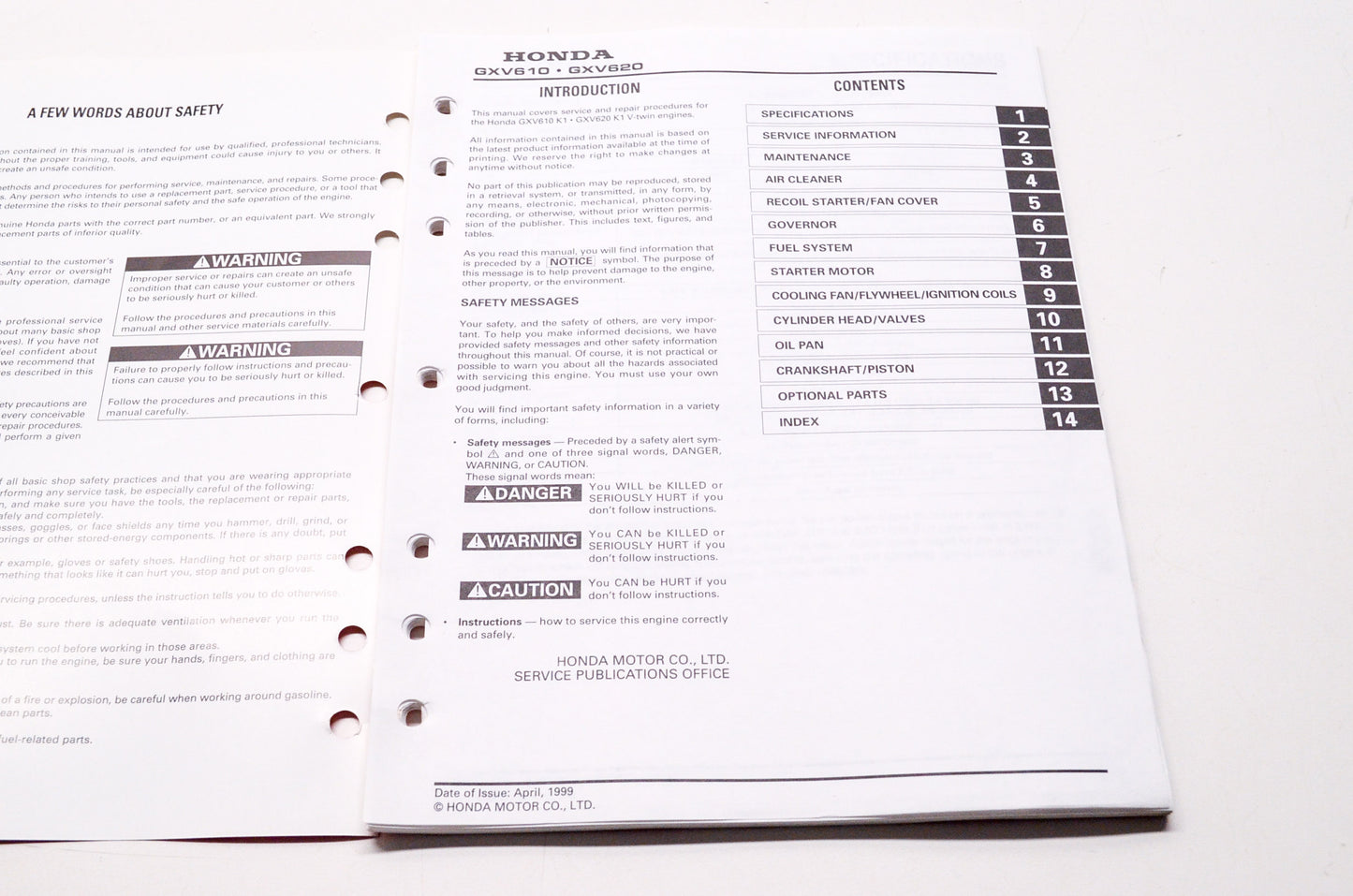 Honda Engines Service Shop Manual GX610K1 GX620K1