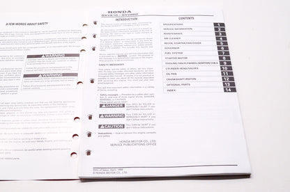 Honda Engines Service Shop Manual GX610K1 GX620K1