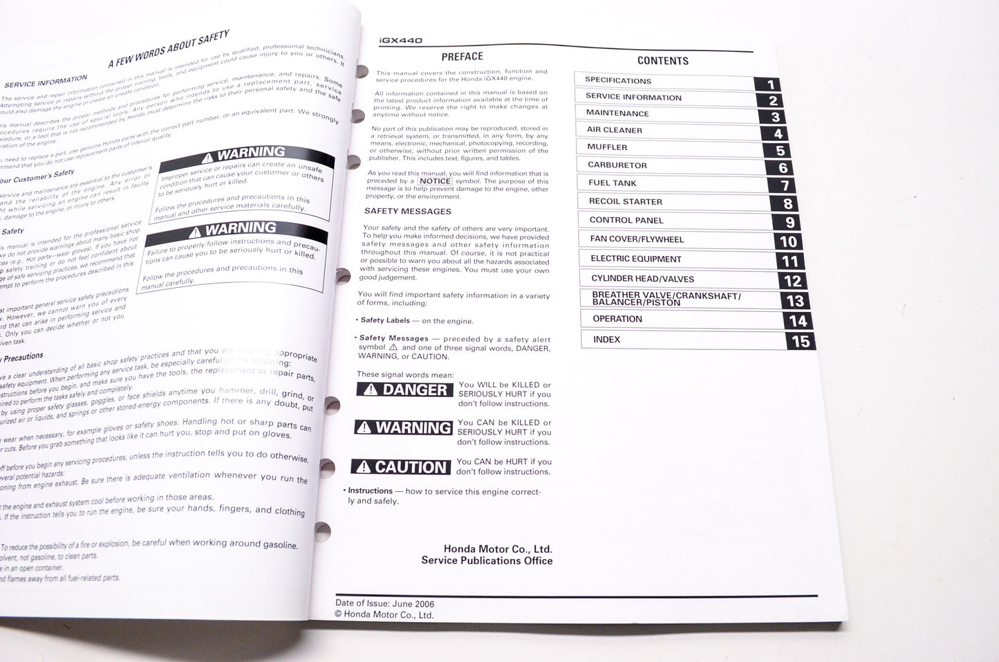 OEM Honda 61Z2E00 IGX440 Service Manual