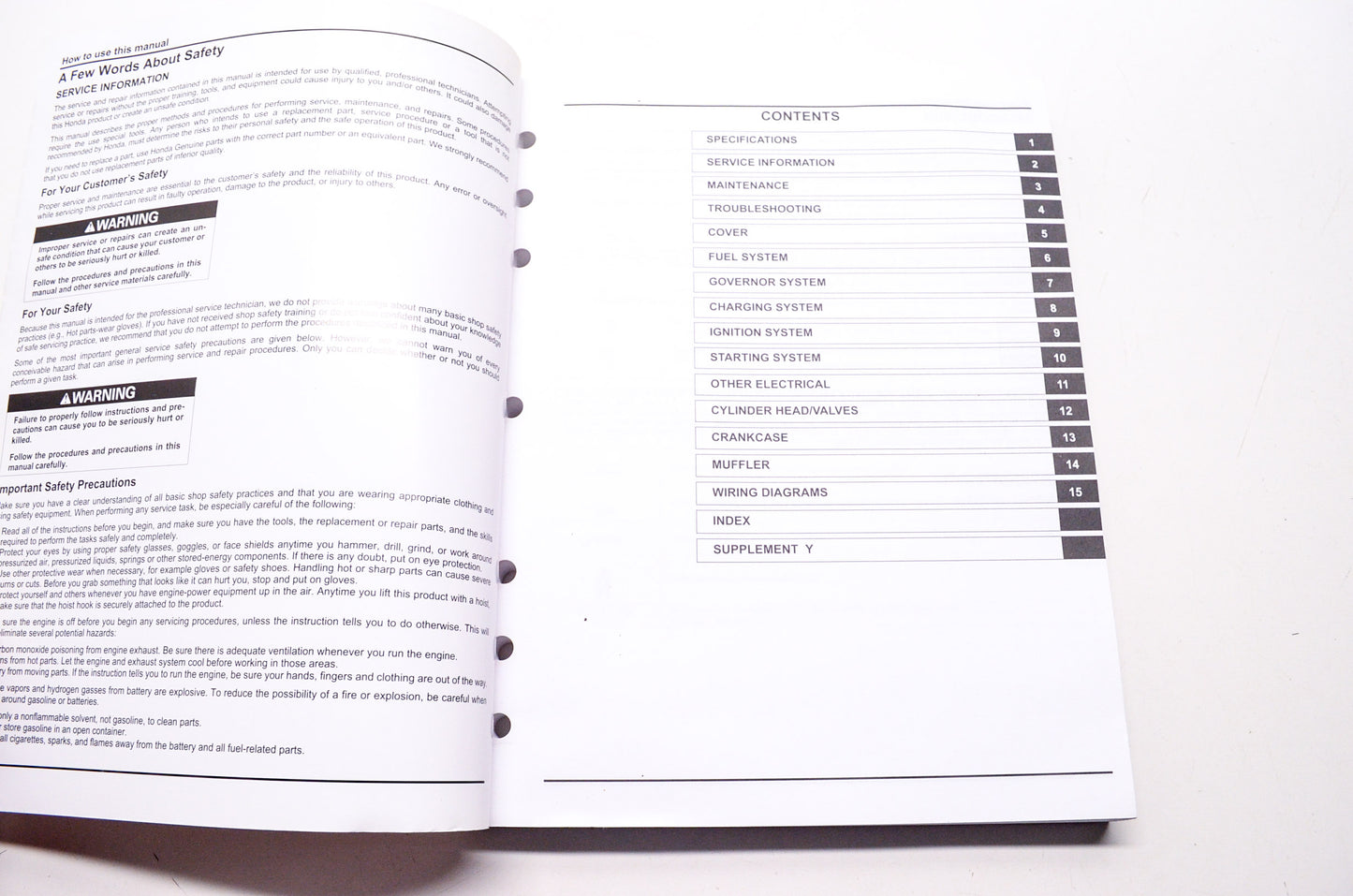 Honda Engines Shop Service Repair Manual GX240UT2 GX270UT2 GX340UT2 GX390UT2 Ed3