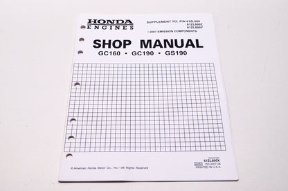 Honda Engines Shop Service Repair Manual GC160 GC190 GS190 Supplement