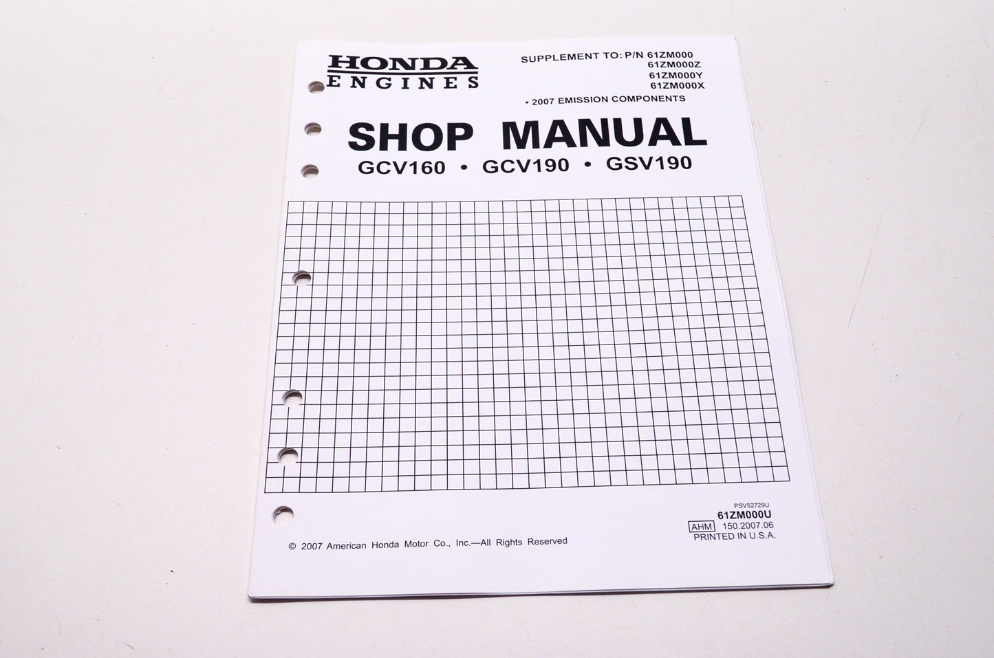 Honda Engines Shop Service Repair Manual GCV160 GCV190 GSV190 Supplement