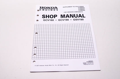 Honda Engines Shop Service Repair Manual GCV160 GCV190 GSV190 Supplement