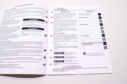 Honda Engines Shop Service Repair Manual GCV160 GCV190 GSV190 Supplement