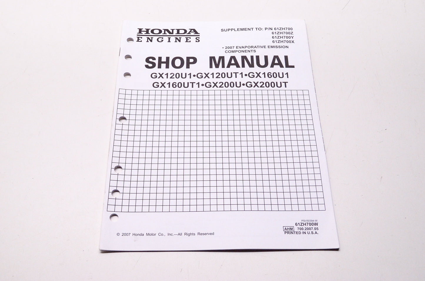 Honda Shop Service Repair Manual GX120U1/UT1 GX160U1/UT1 GX200U/UT Supplement