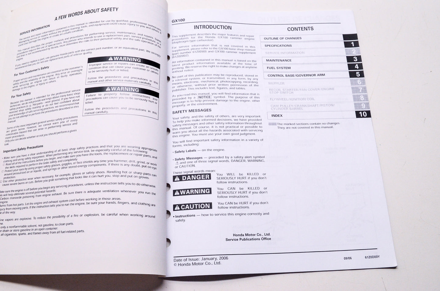 OEM Honda 61Z0D00Y Power Equipment Shop Service Repair Manual Engine Rammer GX10