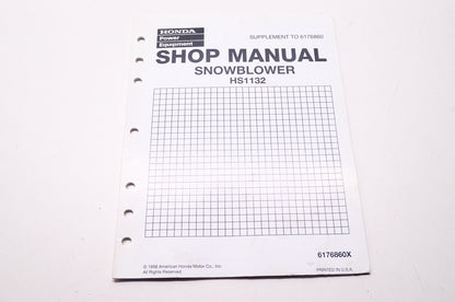 Honda Shop Service Repair Manual Snowblower HS1132 Supplement