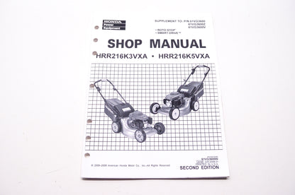 Honda Shop Service Repair Manual HRR216K3VXA HRR216K5VXA Supplement 2nd Edition