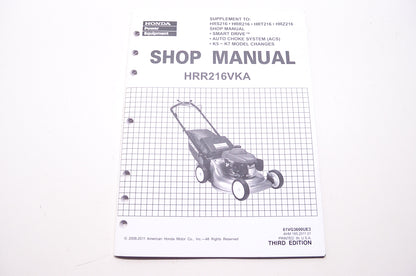 Honda Shop Service Repair Manual HRR216VKA Supplement 3rd Edition