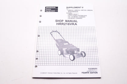 Honda Shop Service Repair Manual HRR216VKA Supplement 4th Edition